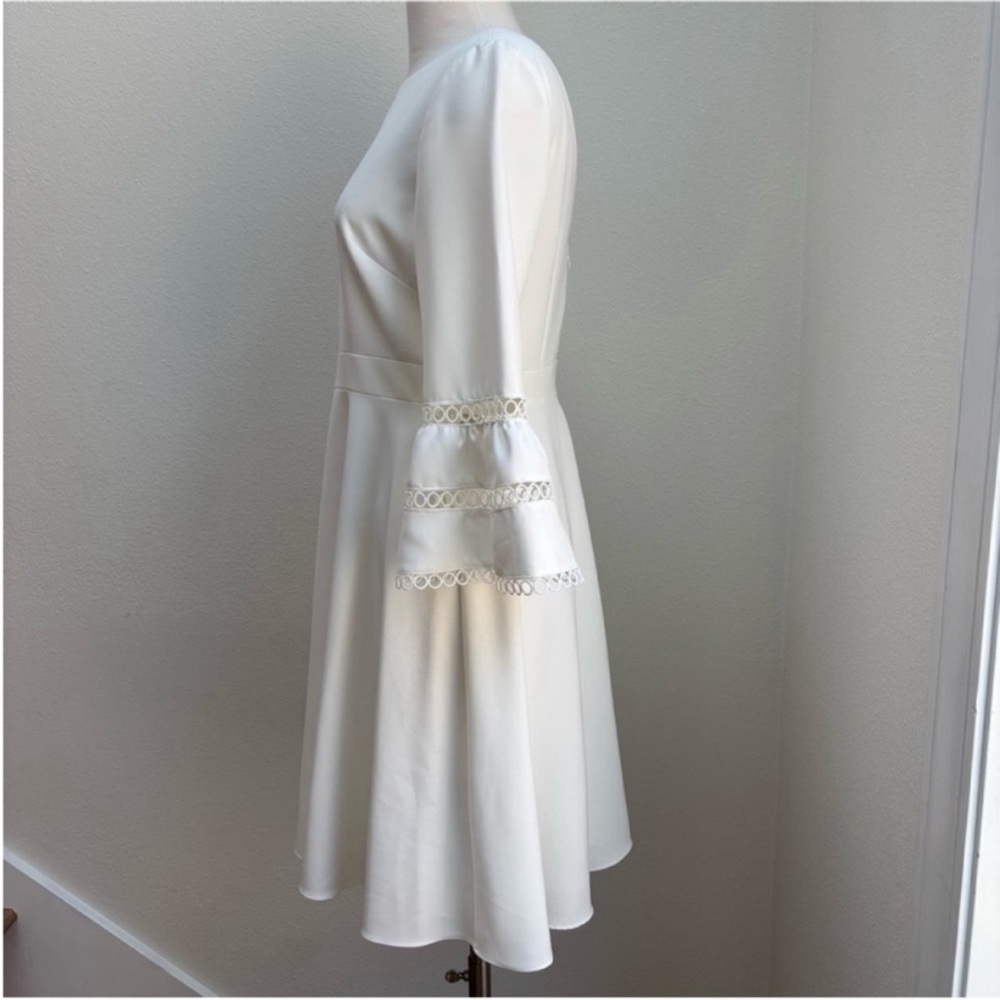 Eliza J Mini Dress Fit Flare Modest Bridal Shower Engagement Ivory White Size 8 - Picture 6 of 11